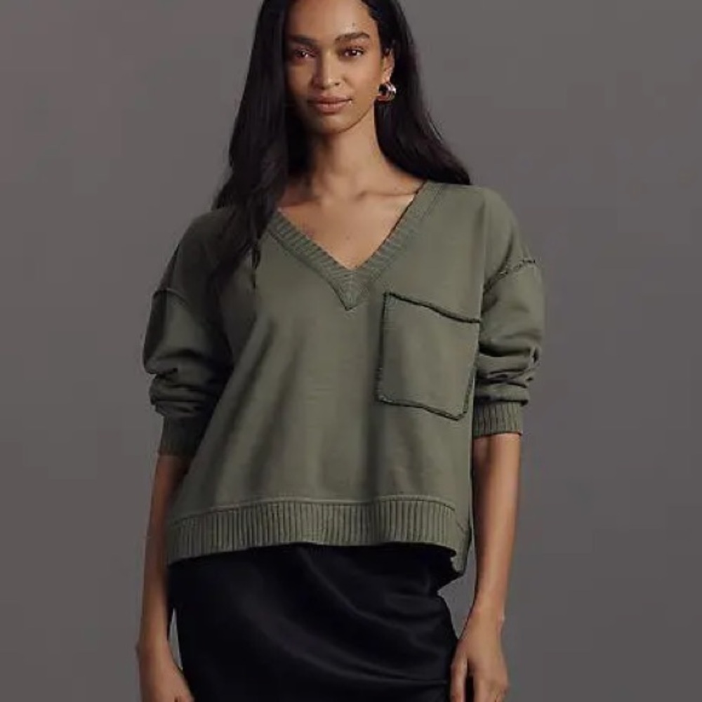 Pilcro Montana Pocket Green Sweater